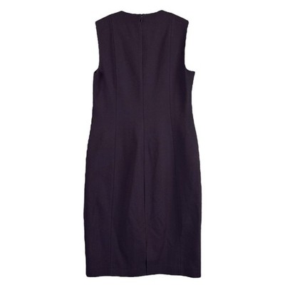Worth NY Faux Leather Panel Sheath Cocktail Dress Dark Plum Purple Size 8