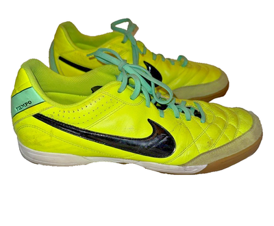 Nike Tiempo Genio Leather IC Indoor Soccer Shoes Neon Yellow
