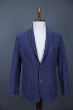 Corneliani ID Blue Cotton Silk Single Breast Button Pockets Blazer Jacket Sz 52