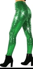 TIPSY ELVES GREEN SEQUIN HIGH WAIST LEGGINGS - Women's Size Large -LINED - NEW