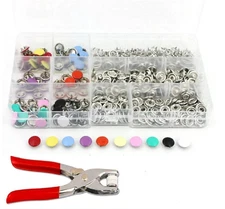 200-Pack Metal Snap Button Kit with Fastener Plier - Durable 5-Claw Buckle Tool