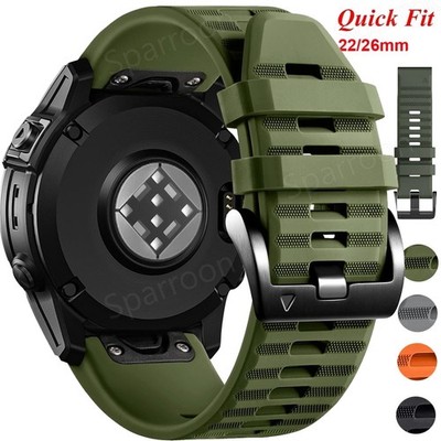 For Garmin Fenix 3 HR 5 5X 6 6X 7 7X E 8 47mm/51mm Quick Fit Silicone Strap Band
