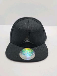 Jordan Infant Snapback Hat Black Jumpman Logo Flat Bill Adjustable Cap Polyester