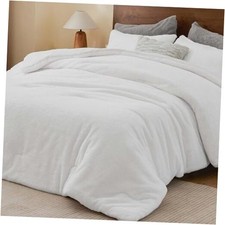 Faux Fur Fleece Comforter Set - Fluffy  Warm Comforter Size  Ultra King White