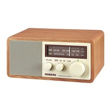 SANGEAN AM/FM Analog Tuning w/LED Indicator, Dynamic Bass, Walnut WR-11