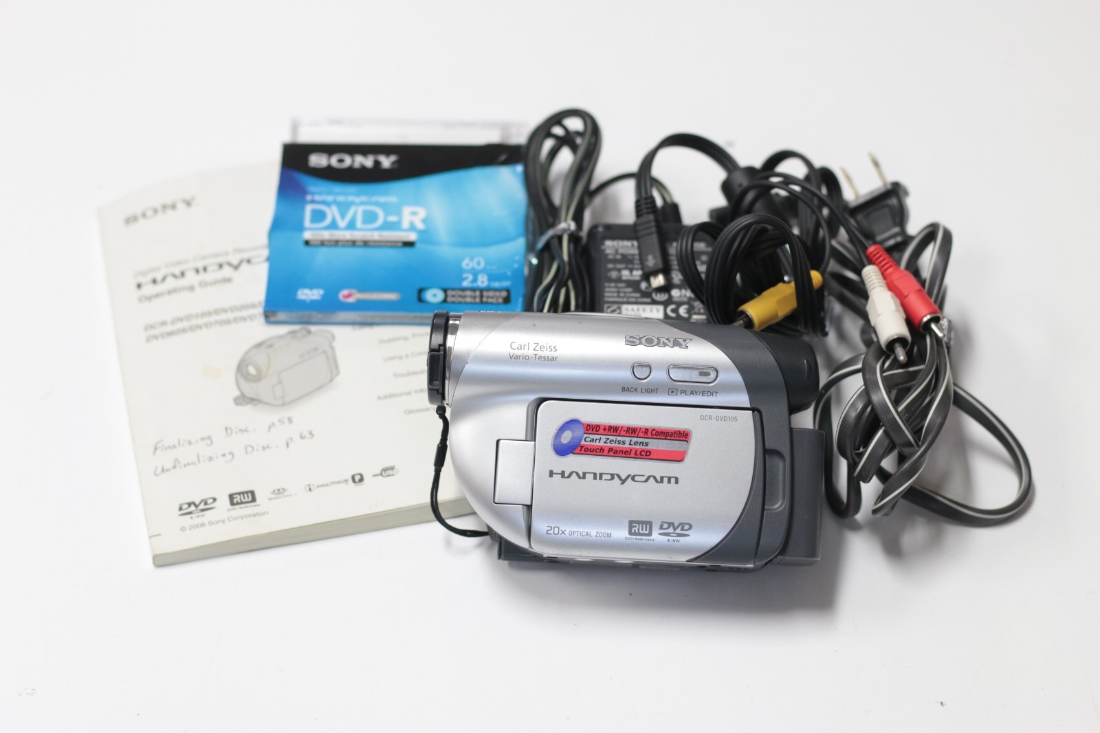 Sony Handycam DCR-DVD105 Camcorder with Box Manual Charger and DVD-R #279-image