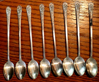 8pcs Vintage 1953 JUBILEE Silverplated 7 5/8" Iced Teaspoons Wm Rogers Mfg