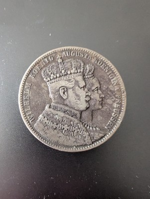 1861 German States Prussia Thaler Silver Coin Wilhelm Koenig Coronation