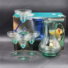 Crown Corning Harmony Margarita Set with Pitcher 81 oz & 4 Glasses 12 oz Barware