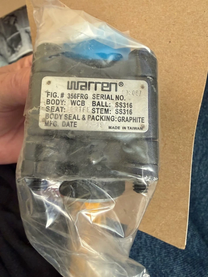 (5) Промышленный шаровой клапан Warren 1/2 дюйма черный 356FRG WCB углеродистая сталь 2000 WOG - Изображение 4 из 4