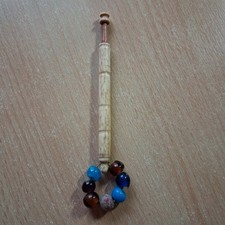 Antique Vintage Lace Making Bobbin BONE large turned neutral dyed spangle #4