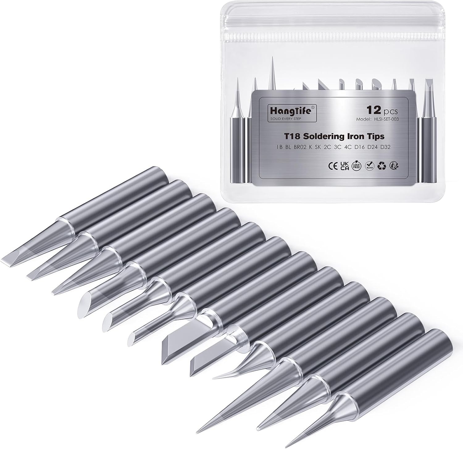 HANGLIFE T18 Soldering Iron Tips for Hakko FX-888D FX-888 FX8801 Kit 1 