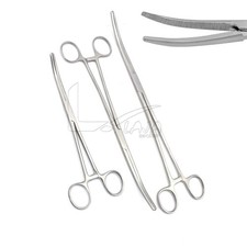 3 Pcs Set 8", 10", 12" Curved Hemostat Forceps Locking Clamps German Grade