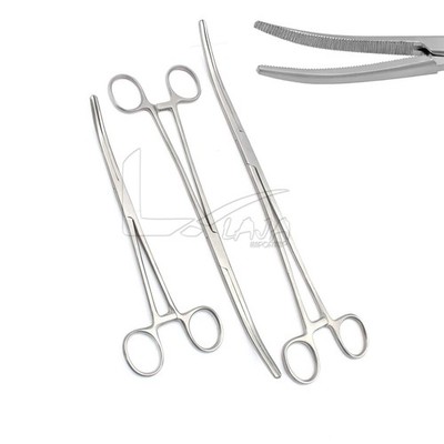3 Pcs Set 8'', 10'', 12'' Curved Hemostat Forceps Locking Clamps German Grade