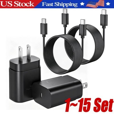 25w Type USB-C Fast Wall Charger+6FT Cable For Samsung Galaxy S20 S21 5G lot US
