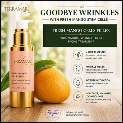  Terramar Fresh Mango Stem Cells Wrinkle Filler Cream Natural 3.5 oz Face 