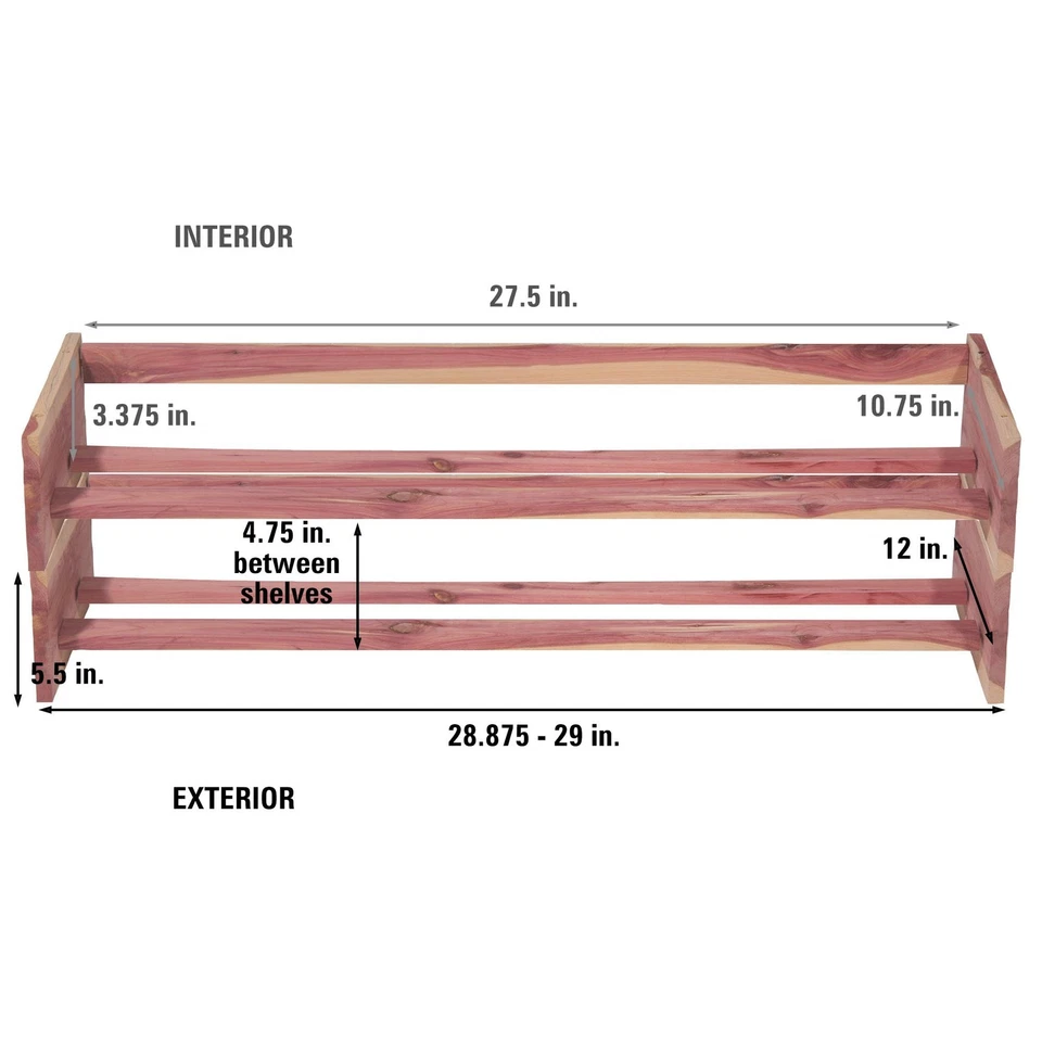 Zapatero apilable CedarFresh de cedro, 29" l x 12" d x 5,5" h Foto 3 de 3