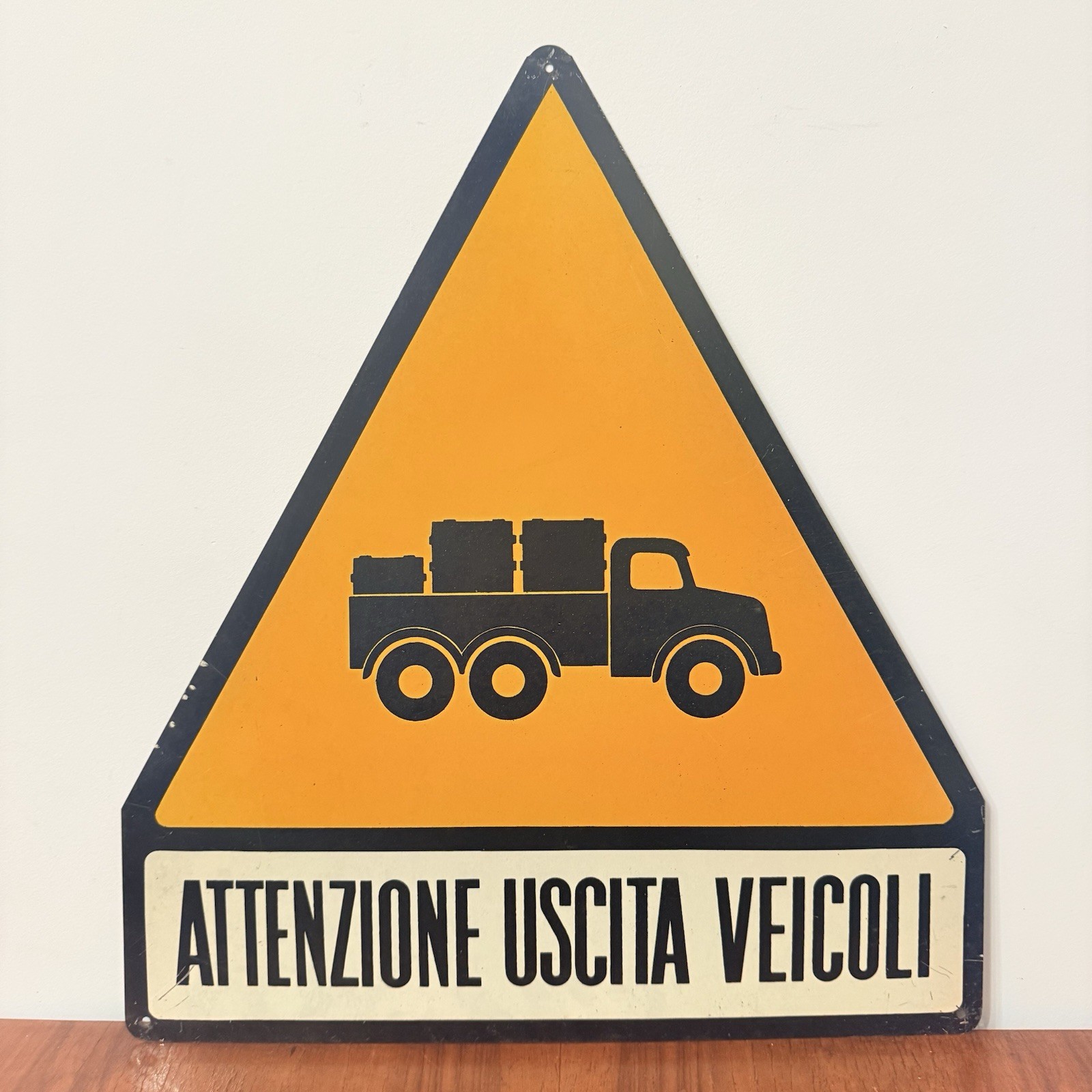Cartel Industrial 1960 Señal Vintage Mobiliario Peligro Atención Vehículos