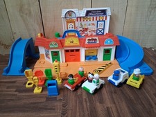 Vintage Fisher Price Main Street Town With People, Cars,  Accessories