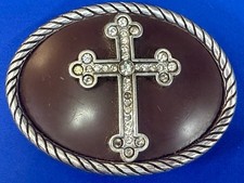 Cowgirls Cowboys Cross Religious Symbol Nocona Belt Buckle - Missing Rhinestones