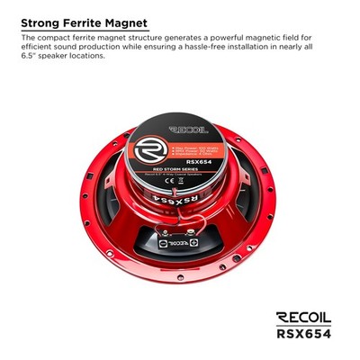 RECOIL RSX654 6.5 Inch 4-Way Coaxial Speakers 200W Max for Car