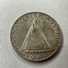 1935 AUSTRIA Mariazell Madonna HISTORIC Halos Silver 5 Schilling Coin