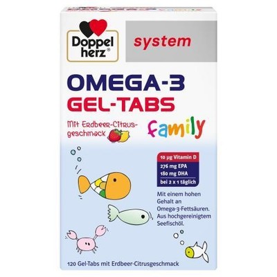 DOPPELHERZ Omega-3 Gel-Tabs family Erdb.Cit.system 120 ST PZN 19155834