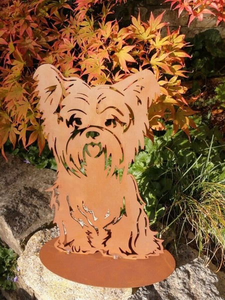 Edelrost Hund Bello Gartenfiguren Tierfiguren Haustier Gartendeko Rost Metall-image