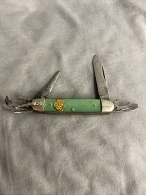 Vintage Pocket Knife Boy Scout Kutmaster Green Emblem BSA