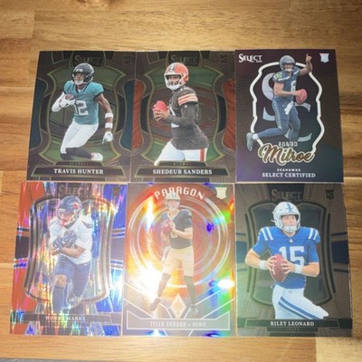 Select Rookie Card Lot 6 Cards Travis Hunter, Sanders, Shough, Leonard Paragon