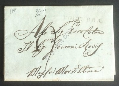 Vorphilatelie Toskana 1841 - Brief von Volterra nach Massa Marittima - linear schwarz