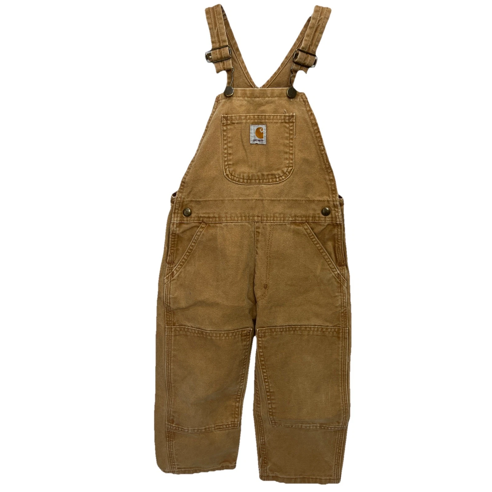 Carhartt Toddler Kids Overalls 4T Brown Canvas Double Knee Carpenter YTR01