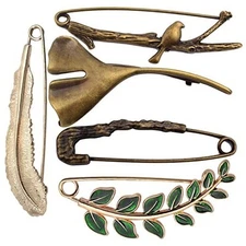 5pcs 5 Styles Extra Large Safety Pins Vintage Alloy Brooches Safety Pins Heavy 