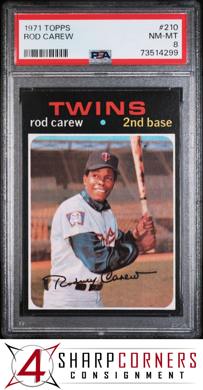 1971 TOPPS #210 ROD CAREW TWINS HOF PSA 8