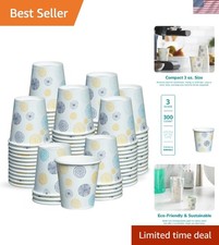 Elegant 300 Count Floral Paper Cups - Durable  Leak Proof for Everyday Use