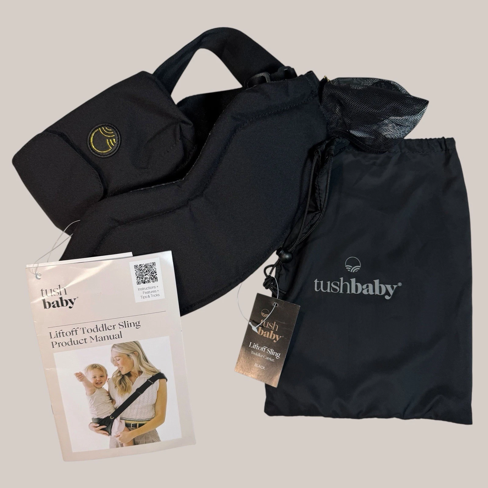 Tushbaby Liftoff Toddler Sling Phone Pocket Bottle Carrier Black Minimalist
Opens in a new window or