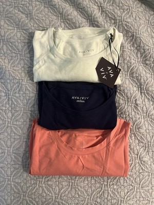 NWT/EUC Lot: 3 Tees Ava & Viv, A NewDay  Target White, Navy, Coral Short Slv 2X