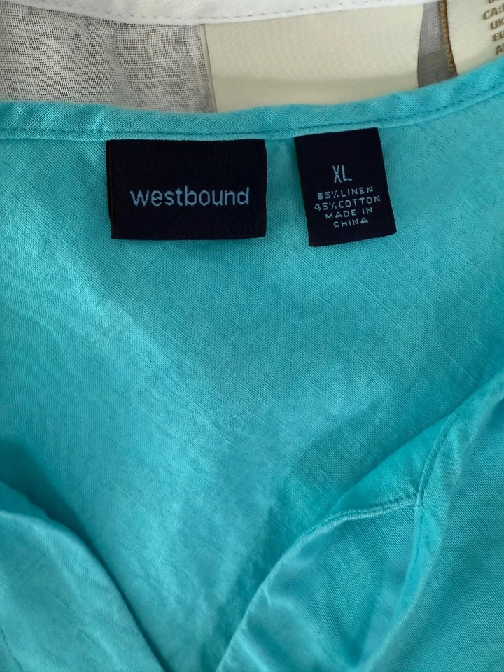 WESTBOUND Top Sin Mangas Lino Azul Mujer XL Foto 3 de 3