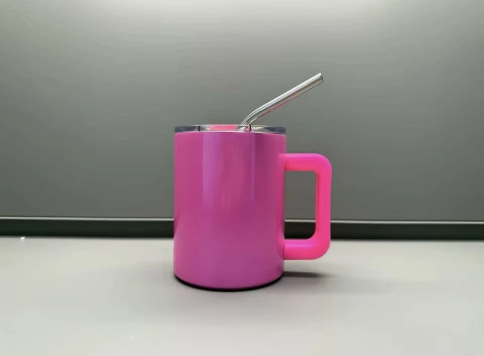Taza de acero inoxidable de 12 oz, taza con tapa magnética aislada al vacío (rojo rosa) Foto 2 de 4
