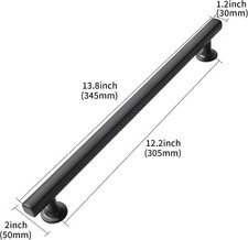 12" Matte Black Cabinet Pulls 3pk Heavy Duty Square