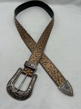 vintage RHINESTONE buckle belt 36 STUDDED horse shoe Copper WESTERN cowboy Y2K