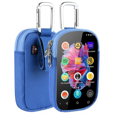 MP3 MP4 Player Carry Case Blue 4'' Touch Screen 1 Pack with Clear Window Pocket