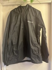 Columbia Rain Jacket Mens Large Black Omni Tech Hooded Waterproof Breathable