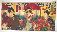 Chikashige Woodblock Print Triptych : Sakingo Yorikane Kabuki Play 1880