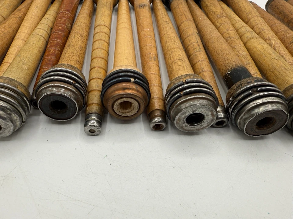 Lot 25 Wood Bobbins Spools Wooden Industrial Style Spindles Quills 5 special See - Image 3 of 4