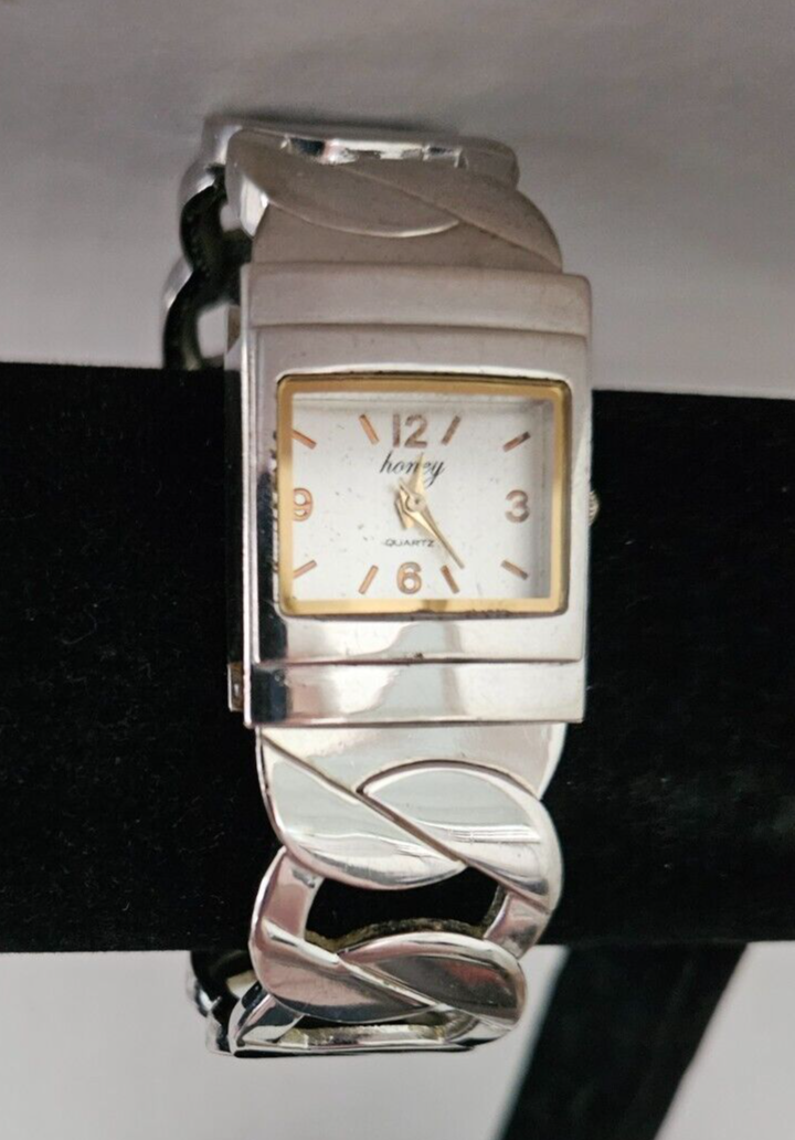 Vintage Rare Honey brand women\'s cuff watch featuring an ornate, silver-tone Honey Women main image 4