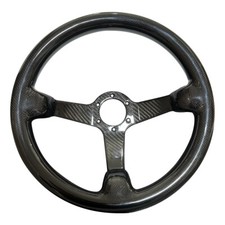 Genuine Carbon Fiber Racing Deep Dish Steering Wheel 350mm 6 Holes Bolts Black