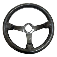 Genuine Carbon Fiber Racing Deep Dish Steering Wheel 350mm 6 Holes Bolts Black
