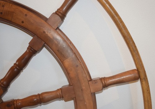 XXL altes STEUERRAD Ø 127cm Holz & Messing maritimes Original Deko Schiff Meer - Bild 3 von 5