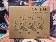 RGB Flashing Cat Ear Wired Stereo Headphones - Model B22A